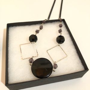 Black and Silver Geometric Necklace
